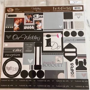 TLC 14 pgs Wedding Scrapbook Kit w/ coordinating stickers & embellishments black
